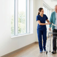 Patient participating in physical therapy after an injury
