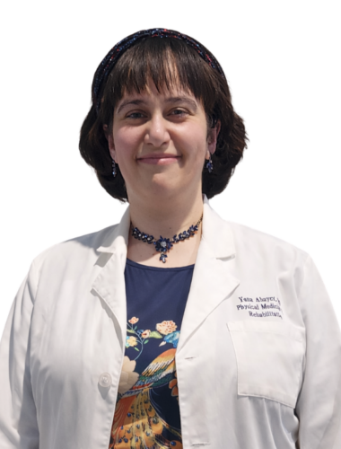 A professional headshot of Dr. Yana Abayev, a board-certified physiatrist for injury care.