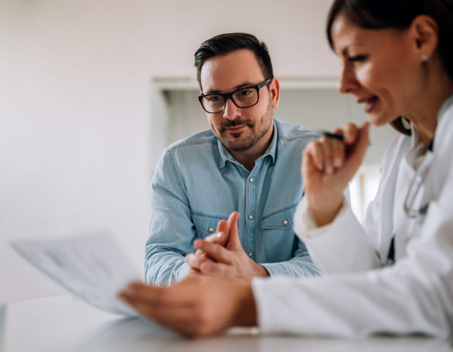 patient reviewing health information with provider representing evidence based practice in healthcare