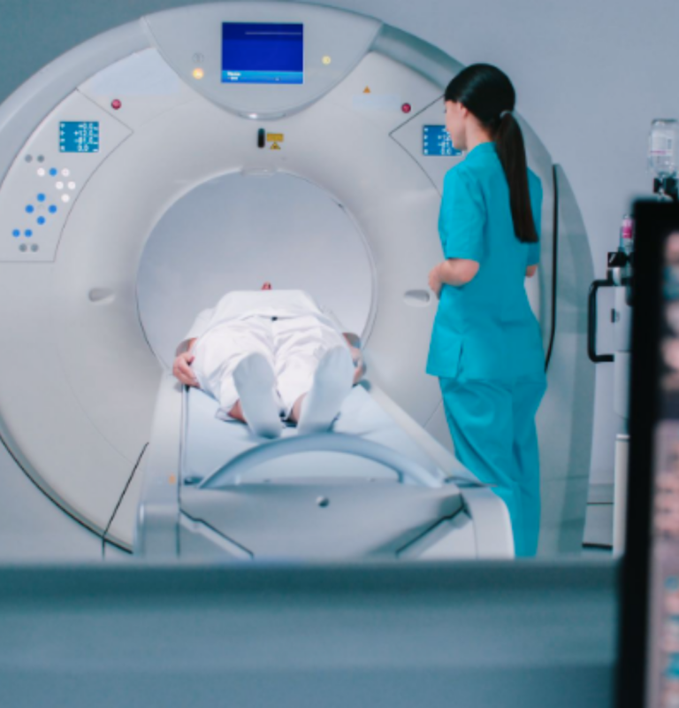 Patient undergoing MRI scan during musculoskeletal injury imaging evaluation