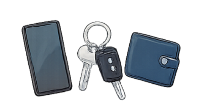 Phones, keys, or wallets Phones, keys, or wallets