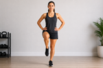 Person standing on one leg while maintaining foot, knee, hip, and core alignment.
